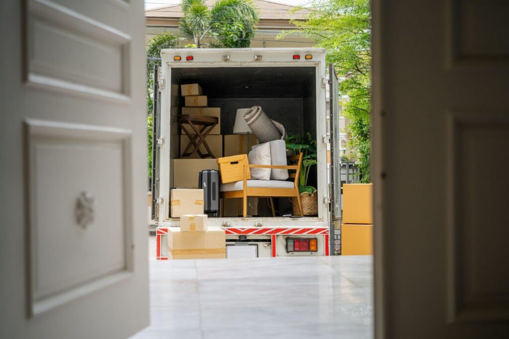 moving truck filled with household items