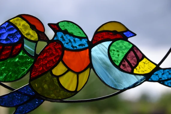 Stained Glass Bird Window Hanging