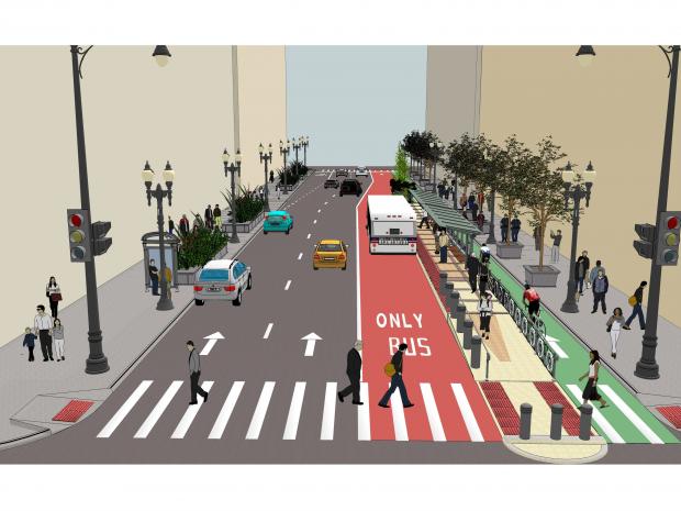 Colored Bike and Bus Lanes
