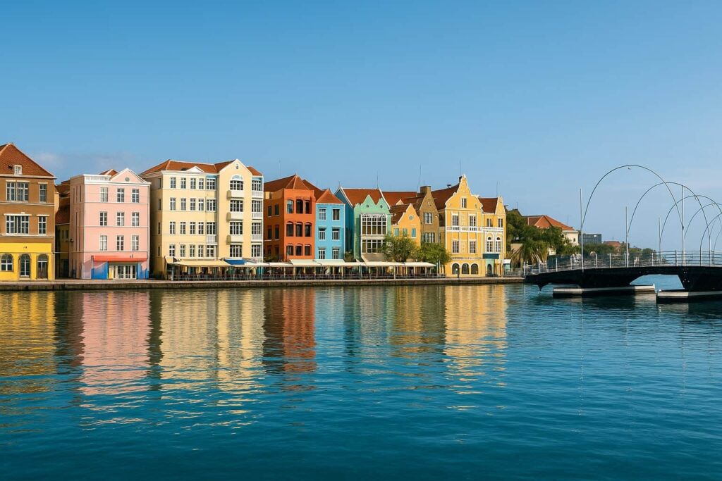 Outdoor-Photoshoot-in-Curacao-at-Handelskade-waterfront-with-pastel-Dutch