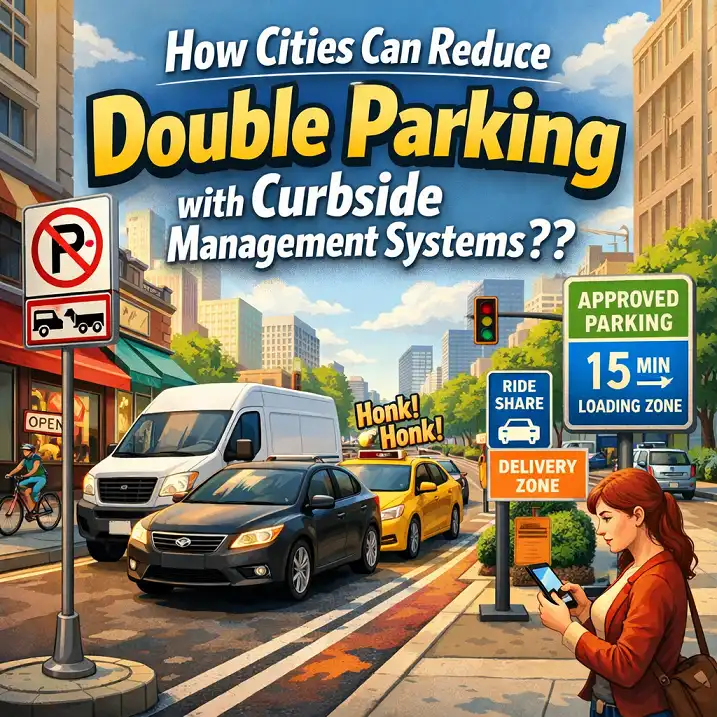 How Cities Can Reduce Double Parking with Curbside Management Systems