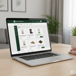 Online dispensary website showing edible products - royalty-free stock photo