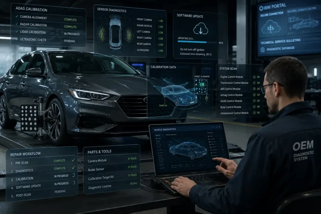 Modern vehicle diagnostics and ADAS calibration system 