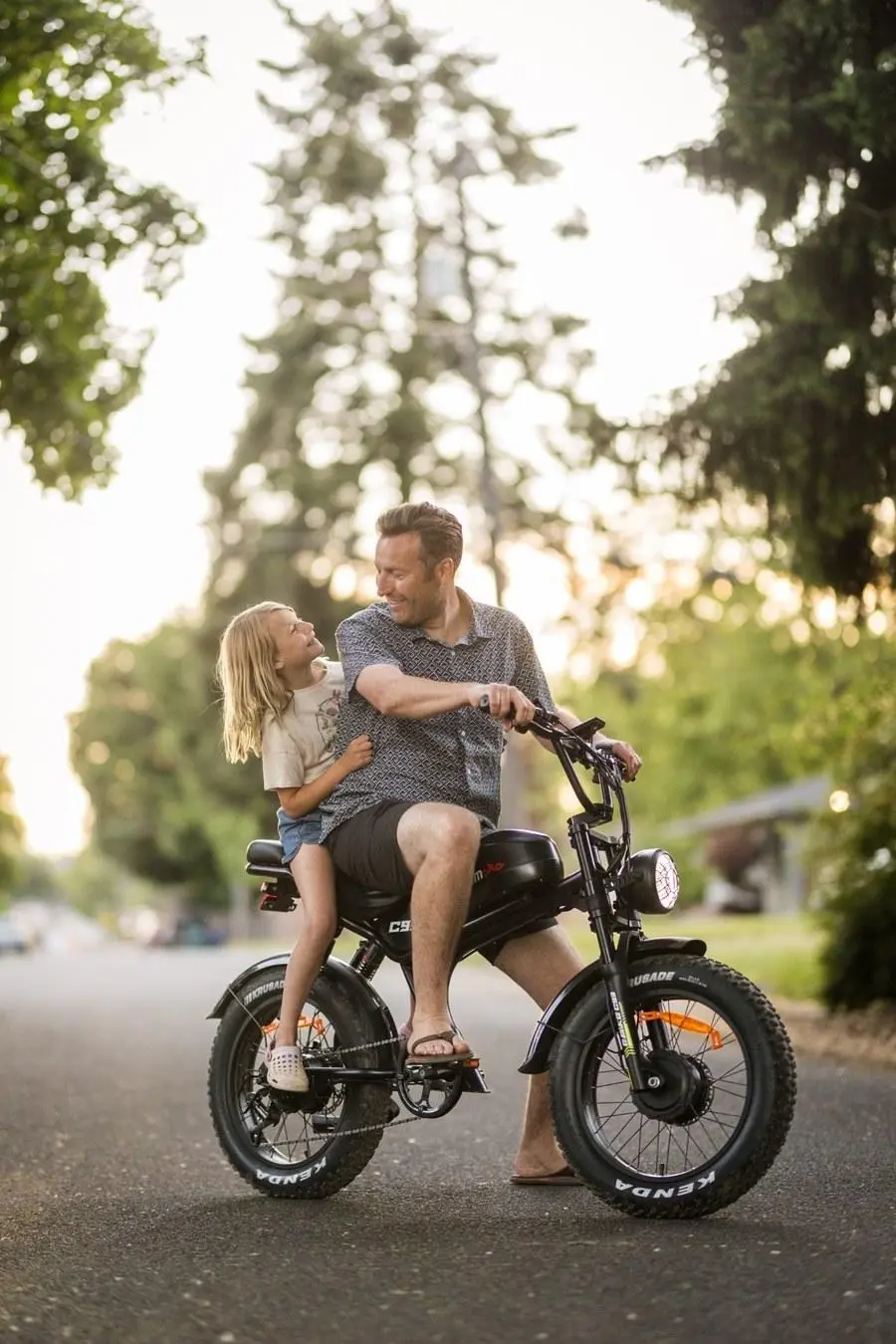 Emoko C93 family lifestyle ride on a quiet street